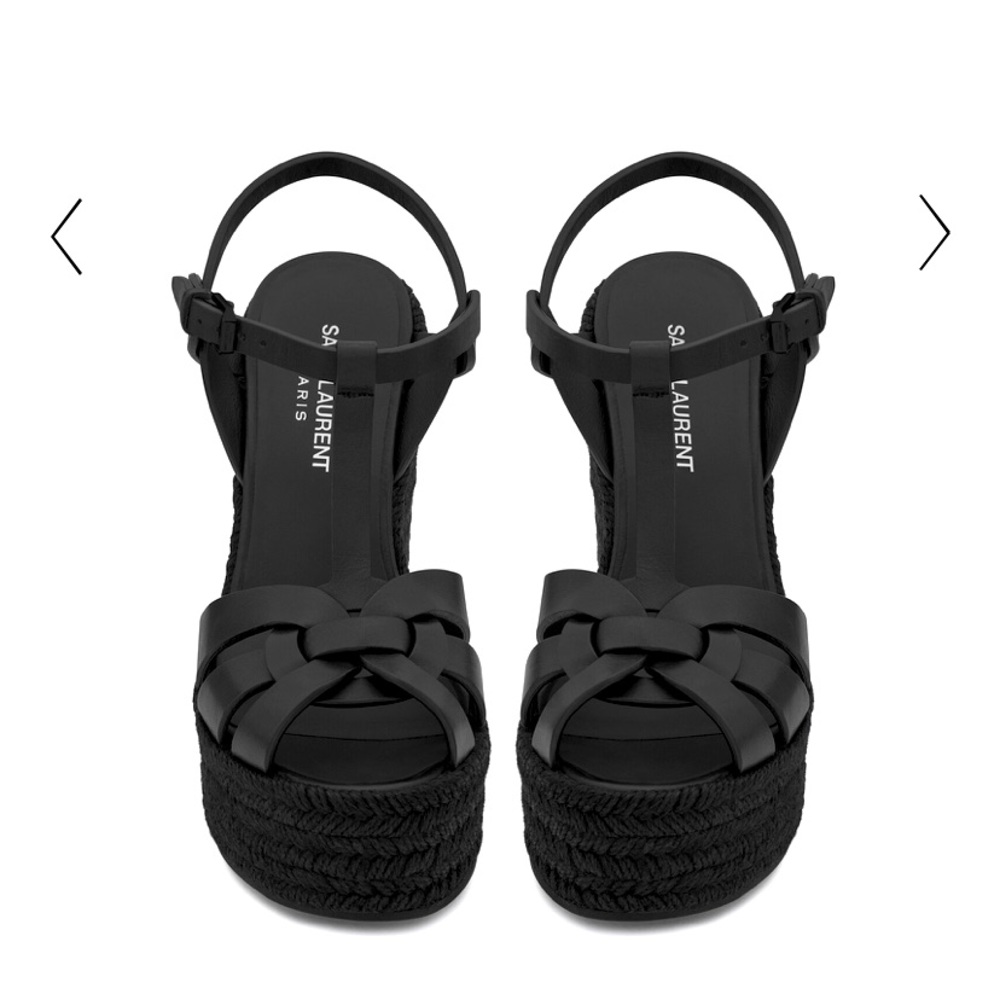 Saint Laurent Black Wedge Sandals